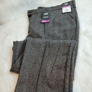 Lee Mid Rise Straight Leg, Regular Fit Black And Gray Herringbone Pants Size 22